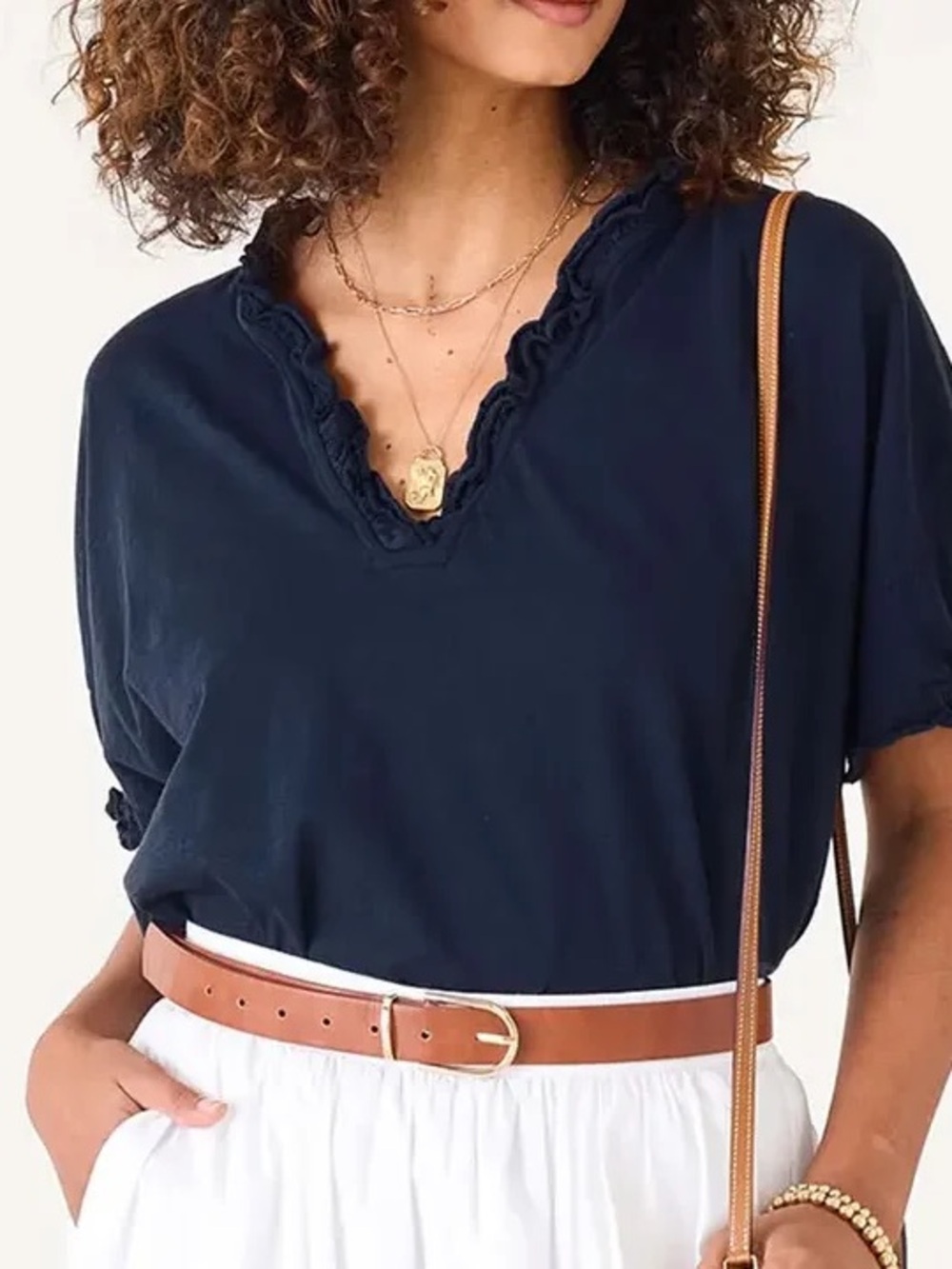 MERSEA ONE SIZE Amelia Ruffle Tee NAVY